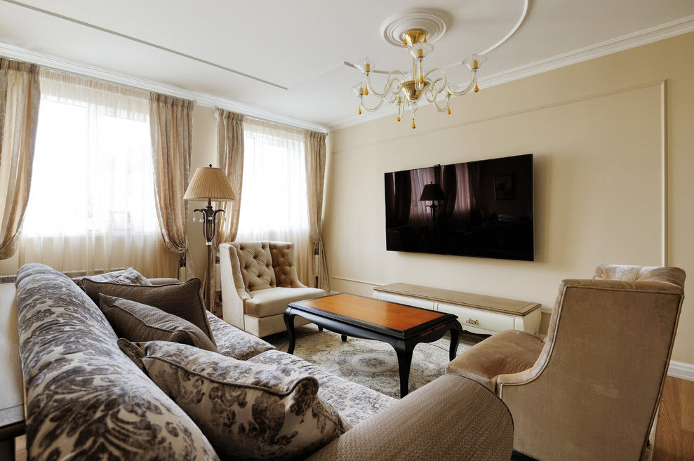 Телевизор в гостиной: декор помещения